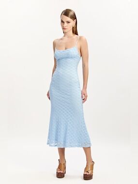 Bardot Adoni Mesh Midi Dress In Cornflower 6